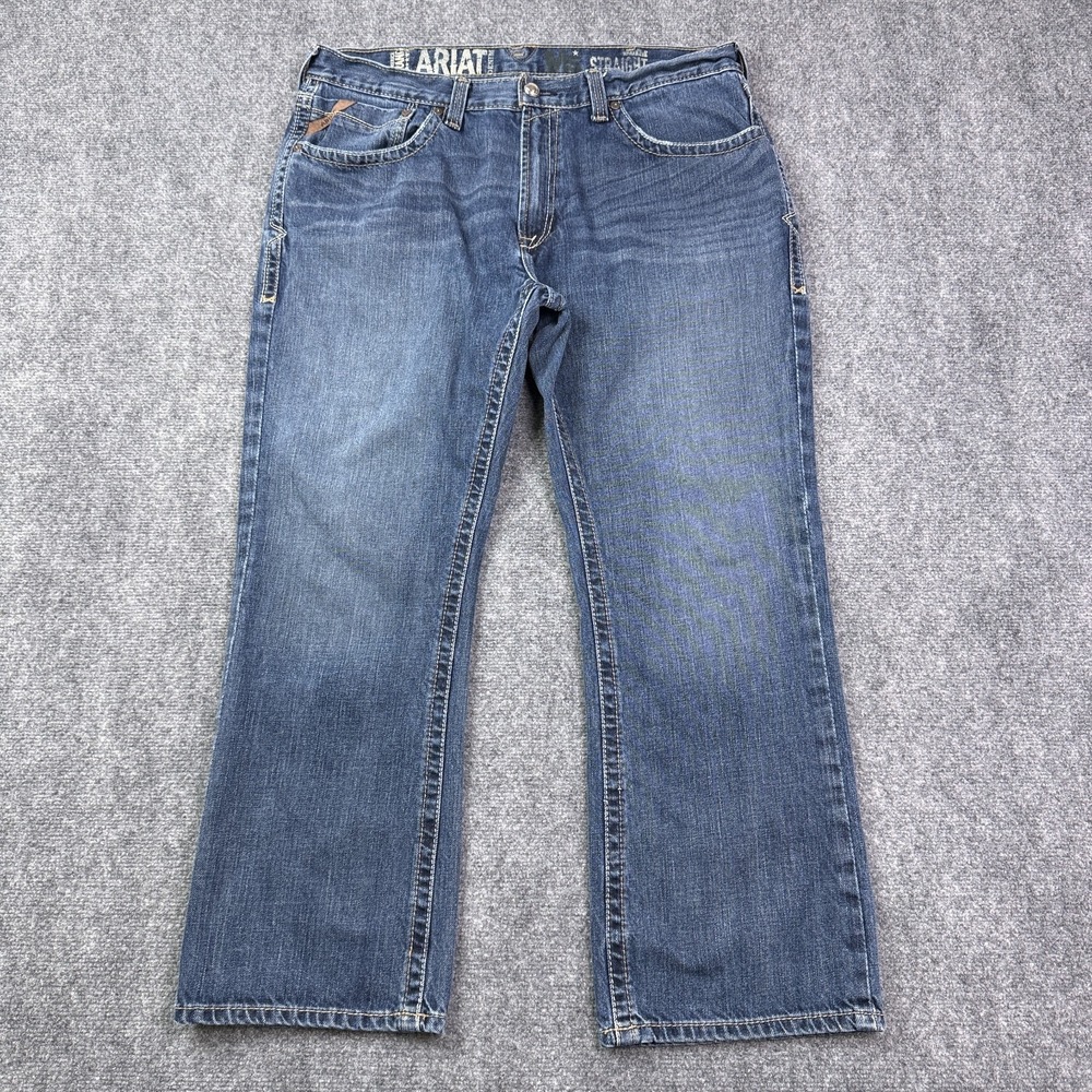 Ariat Men's M5 Slim Straight Fit Jeans 38x30 Medium Wash Cotton Western Denim